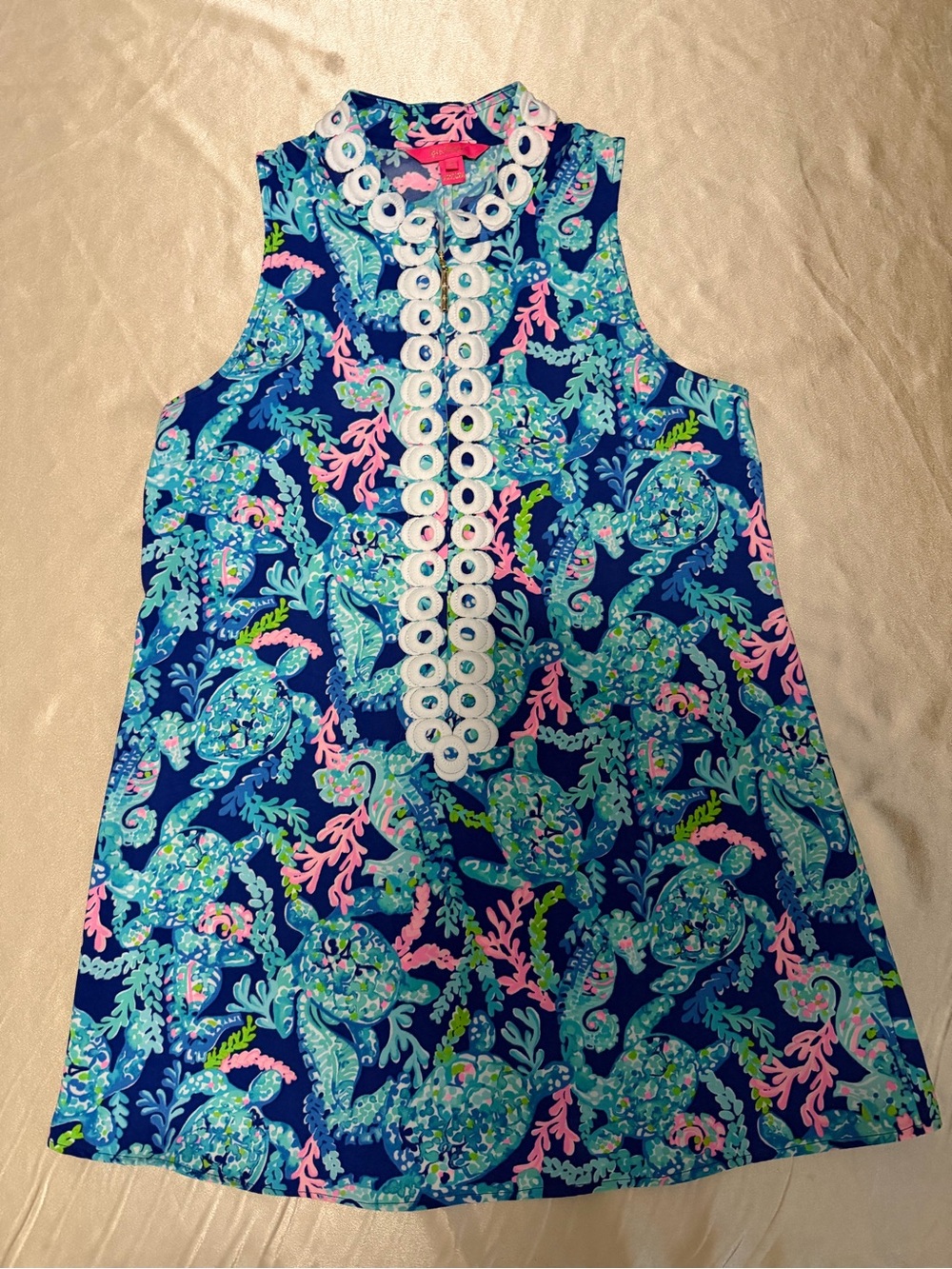 Lilly Pulitzer Sleeveless Zip-Front “Jane” Shift Dress Size 8 Corsica blue